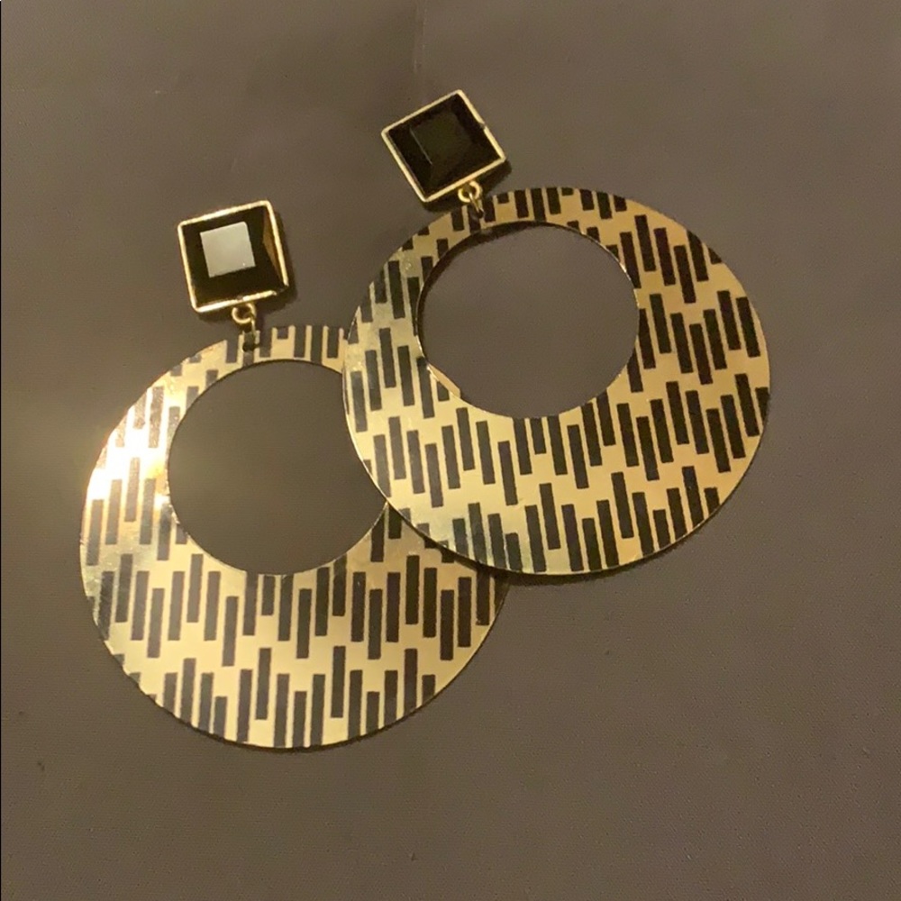Black & Gold Hoop Earrings